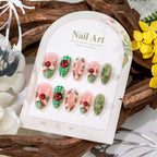 Press-On Nail Set Floral & Ladybug Acrylic Multiple Sizes