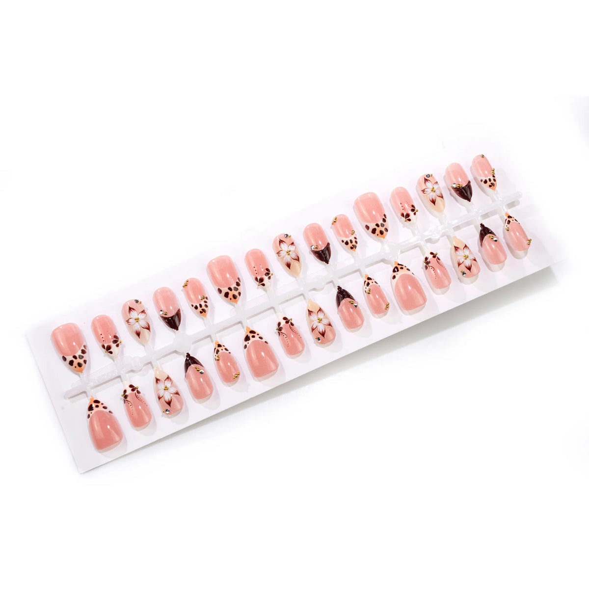 Press-On Nail Set Floral & Ladybug Peel-And-Stick