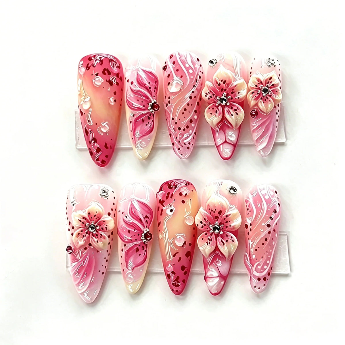 Press-On Nail Set Floral Lavender No Glue