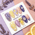 Press-On Nail Set Floral & Lemon Easy Stick-On