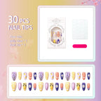 Press-On Nail Set Floral & Lemon Easy Stick-On