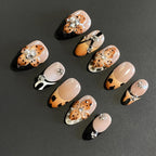 Press-On Nail Set Floral & Leopard Adhesive-Backed