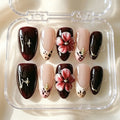 Press-On Nail Set Floral & Leopard Long-Lasting