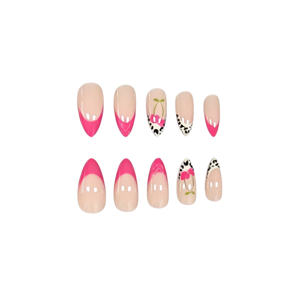 Press-On Nail Set Floral & Leopard Print 24-Piece