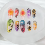 Press-On Nail Set Floral & Leopard Sparkling Accents Comfortable Fit
