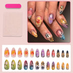 Press-On Nail Set Floral & Leopard Sparkling Accents Comfortable Fit