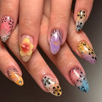 Press-On Nail Set Floral & Leopard Sparkling Accents Comfortable Fit
