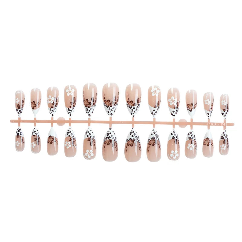 Press-On Nail Set Floral & Leopard Tool-Free Application