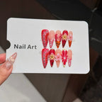 Press-On Nail Set Floral Long Almond Reusable