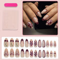 Press-On Nail Set Floral Marble With Glue