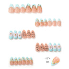 Press-On Nail Set Floral & Metallic Accents Non-Toxic