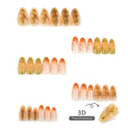 Press-On Nail Set Floral & Metallic Adhesive-Backed