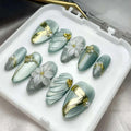 Press-On Nail Set Floral & Metallic Custom Fit Reusable