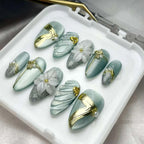 Press-On Nail Set Floral & Metallic Custom Fit Reusable