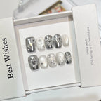 Press-On Nail Set Floral & Metallic Designs Reusable