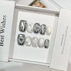 Press-On Nail Set Floral & Metallic Designs Reusable