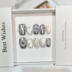 Press-On Nail Set Floral & Metallic Designs Reusable