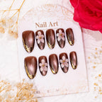 Press-On Nail Set Floral Metallic Easy Application & Comfortable Fit