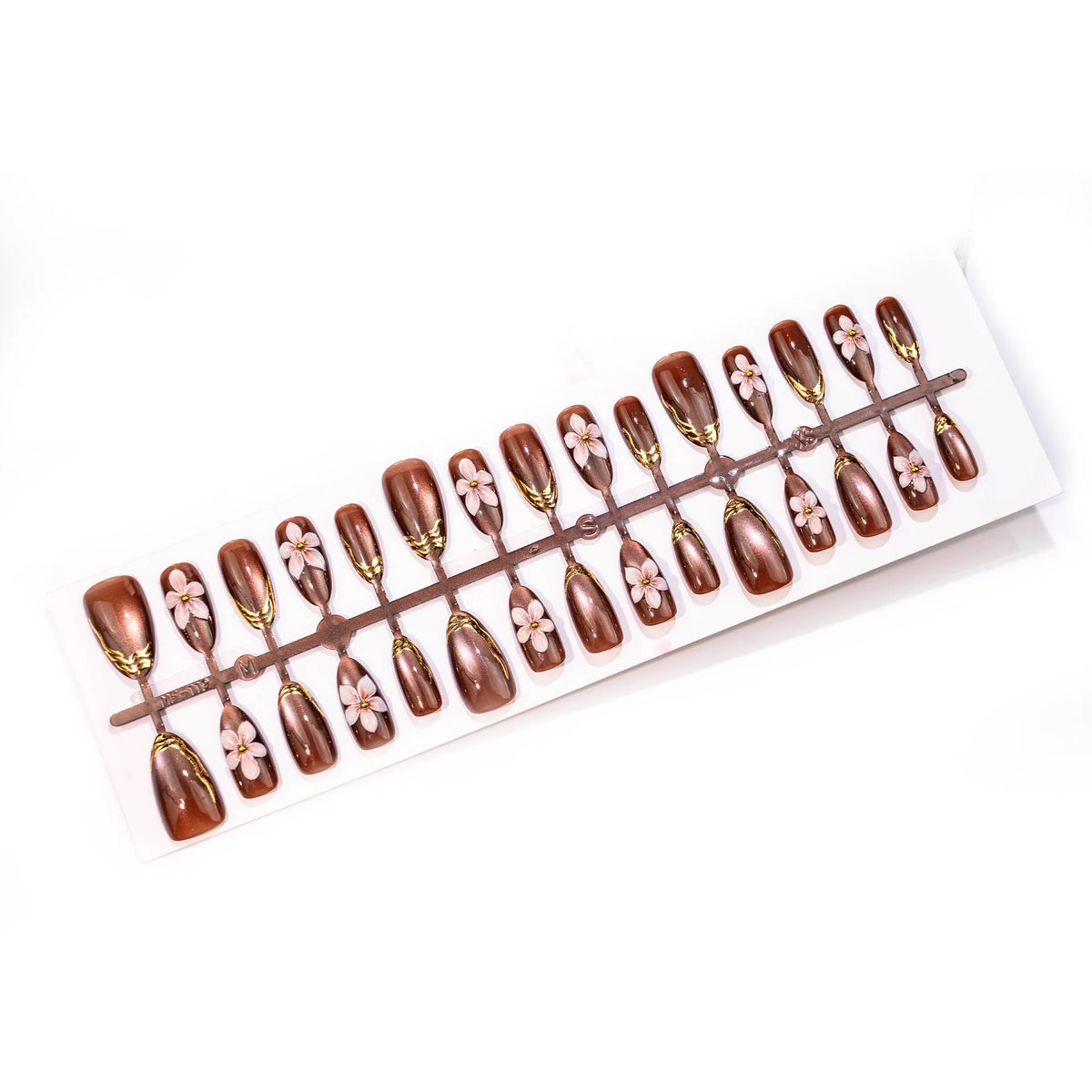 Press-On Nail Set Floral Metallic Easy Application & Comfortable Fit