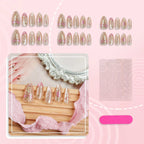 Press-On Nail Set Floral & Metallic Long-Lasting