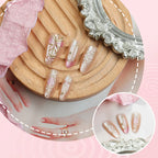 Press-On Nail Set Floral & Metallic Long-Lasting