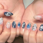 Press-On Nail Set Floral & Metallic Reusable No Glue