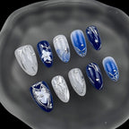 Press-On Nail Set Floral & Metallic Reusable No Glue