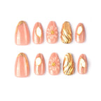 Press-On Nail Set Floral & Metallic Self-Adhesive