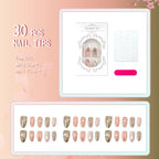 Press-On Nail Set Floral & Metallic Self-Adhesive Chip-Resistant