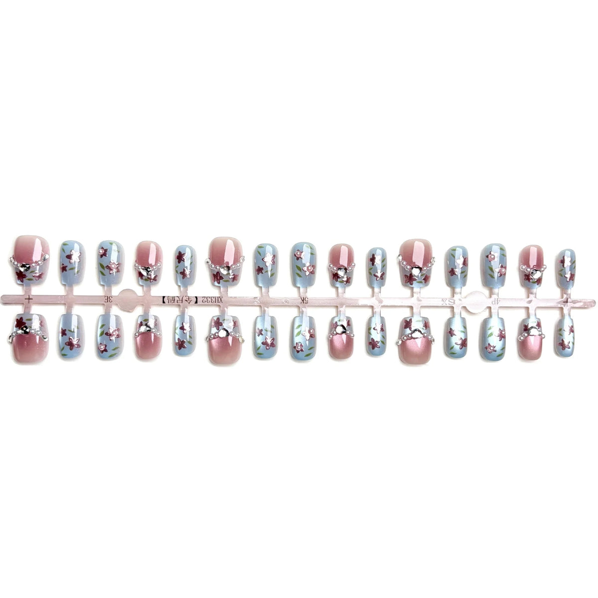 Press-On Nail Set Floral Nail Art Long-Wear Multiple Sizes