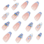 Press-On Nail Set Floral & Nautical Design Reusable Acrylic
