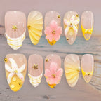 Press-On Nail Set Floral & Nautical Includes Adhesive Strips