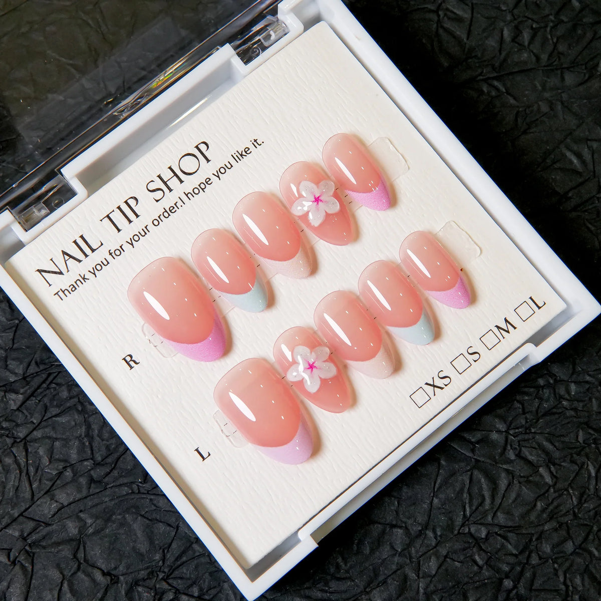 Press-On Nail Set Floral No Glue 30-Piece