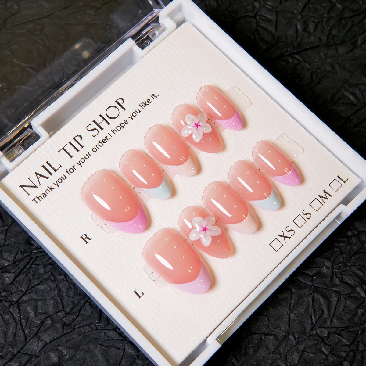 Press-On Nail Set Floral No Glue 30-Piece
