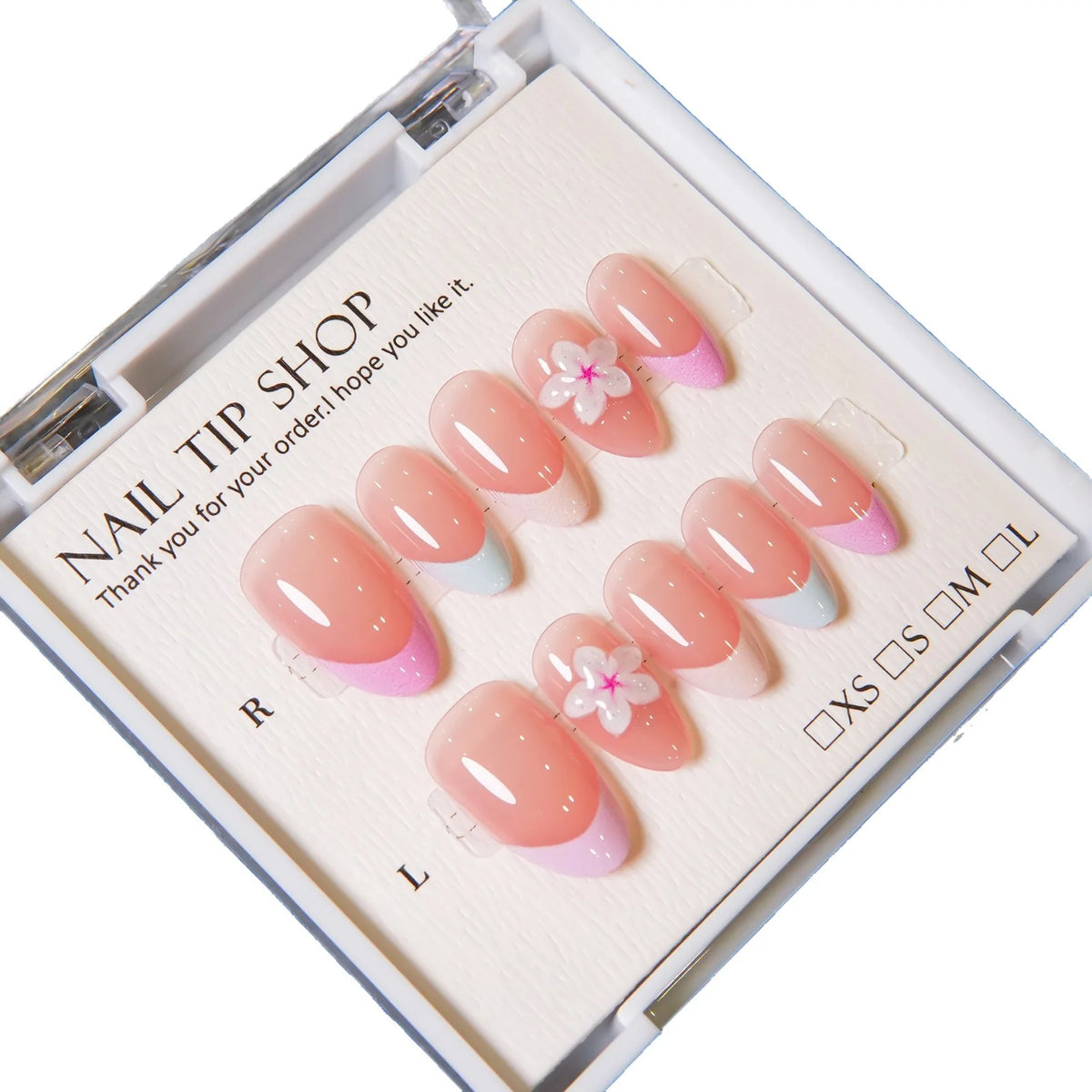 Press-On Nail Set Floral No Glue 30-Piece
