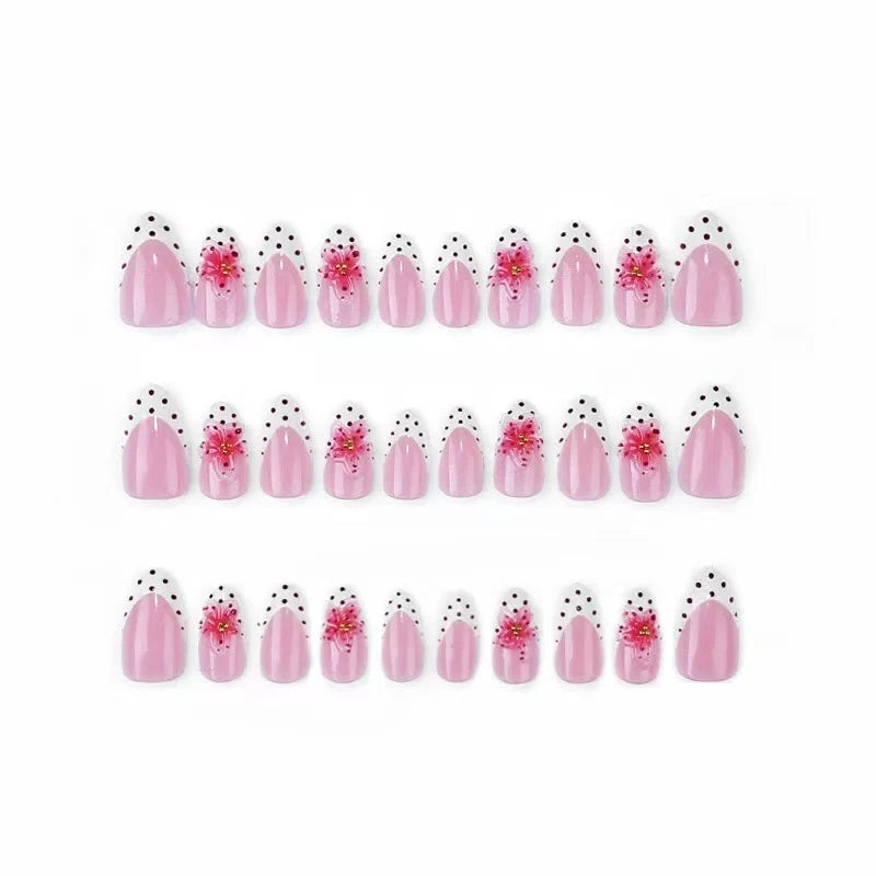 Press-On Nail Set Floral No Glue & Reusable