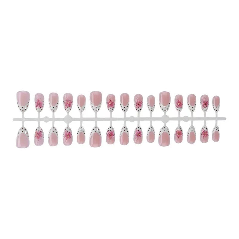 Press-On Nail Set Floral No Glue & Reusable