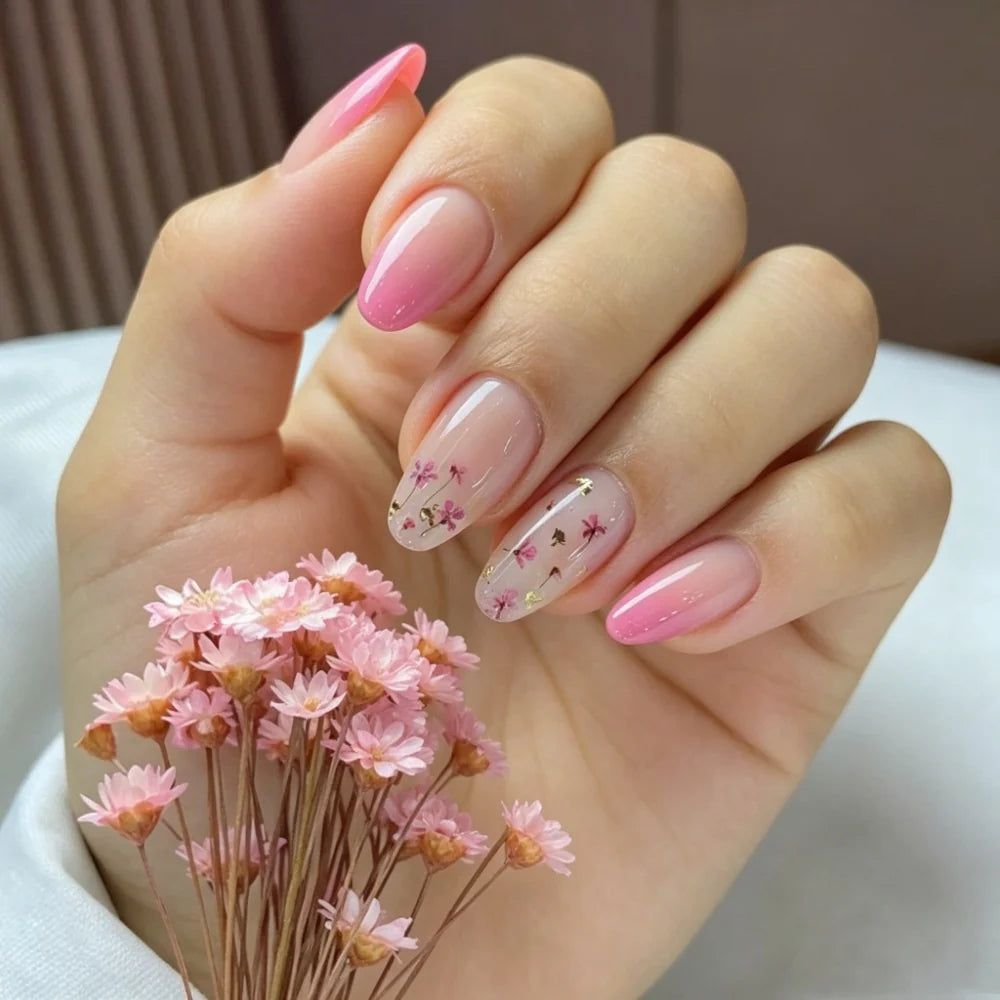 Press-On Nail Set Floral Ombre Peel & Press