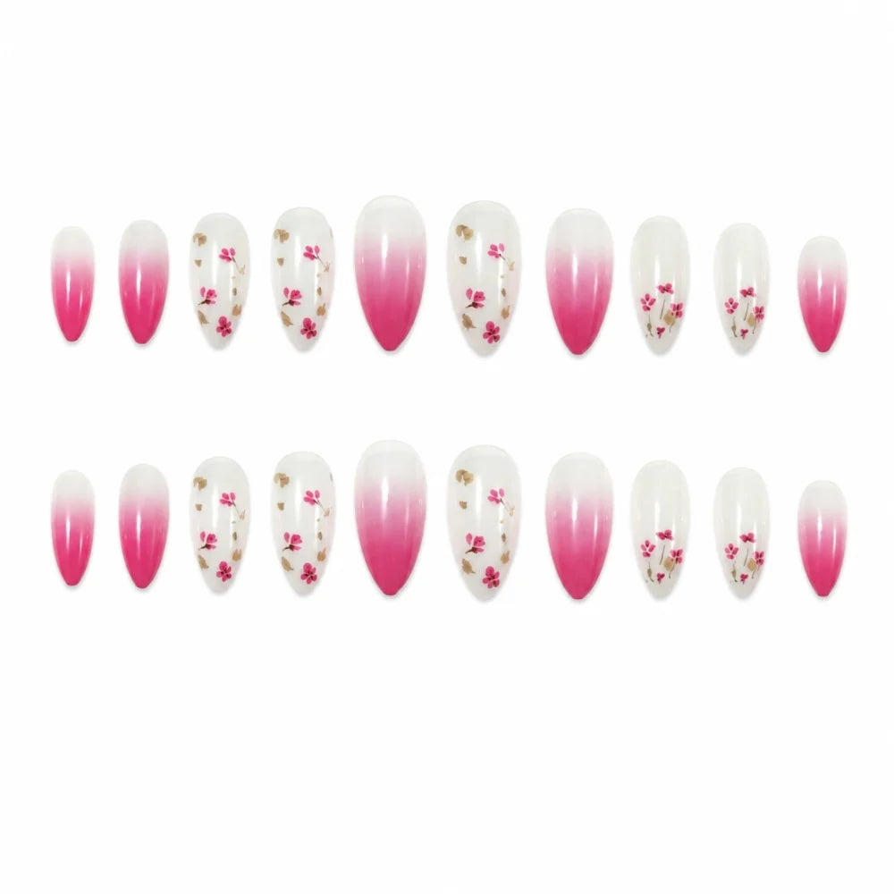Press-On Nail Set Floral Ombre Peel & Press