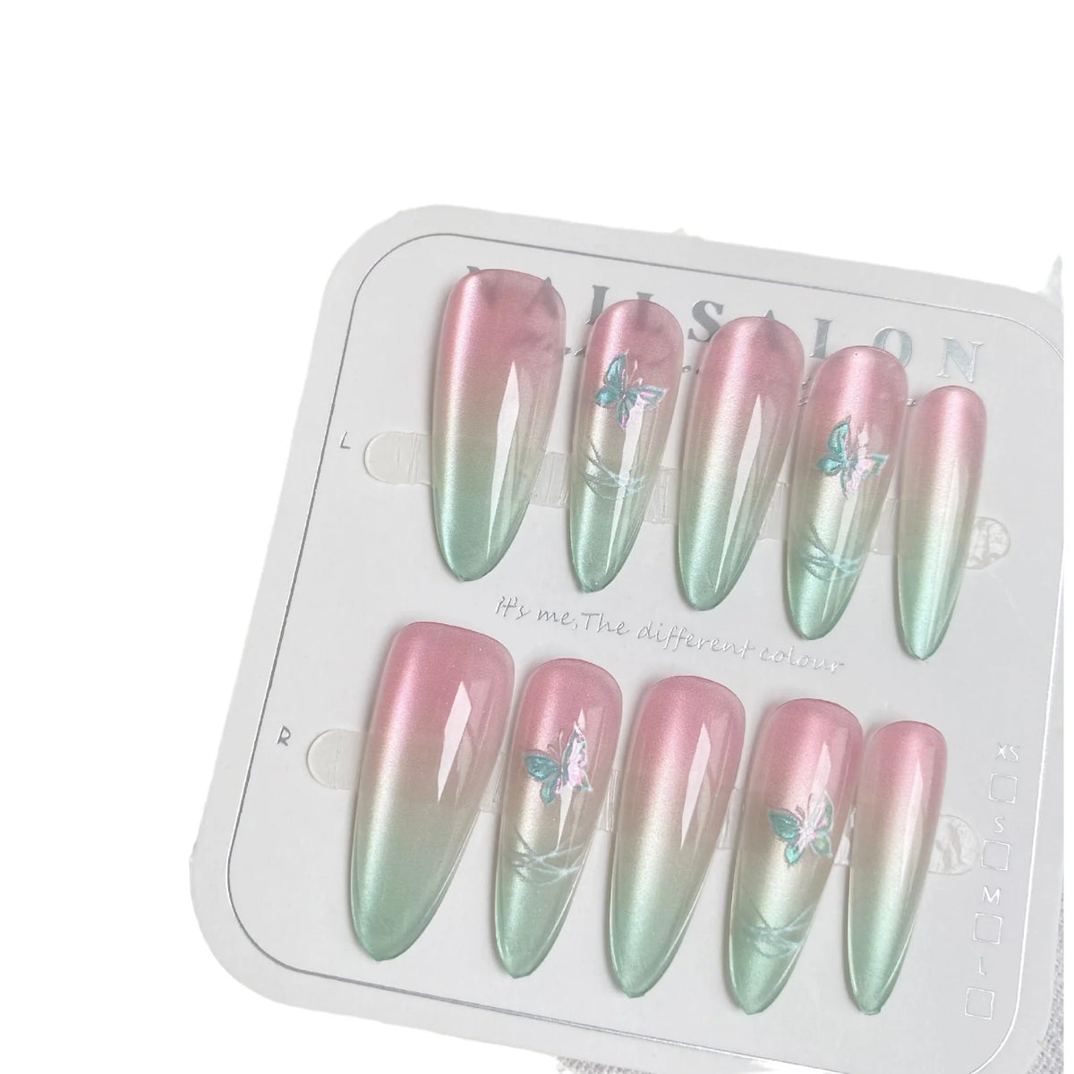 Press-On Nail Set Floral Ombre Reusable & Easy Application