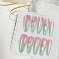 Press-On Nail Set Floral Ombre Reusable & Easy Application