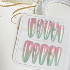Press-On Nail Set Floral Ombre Reusable & Easy Application