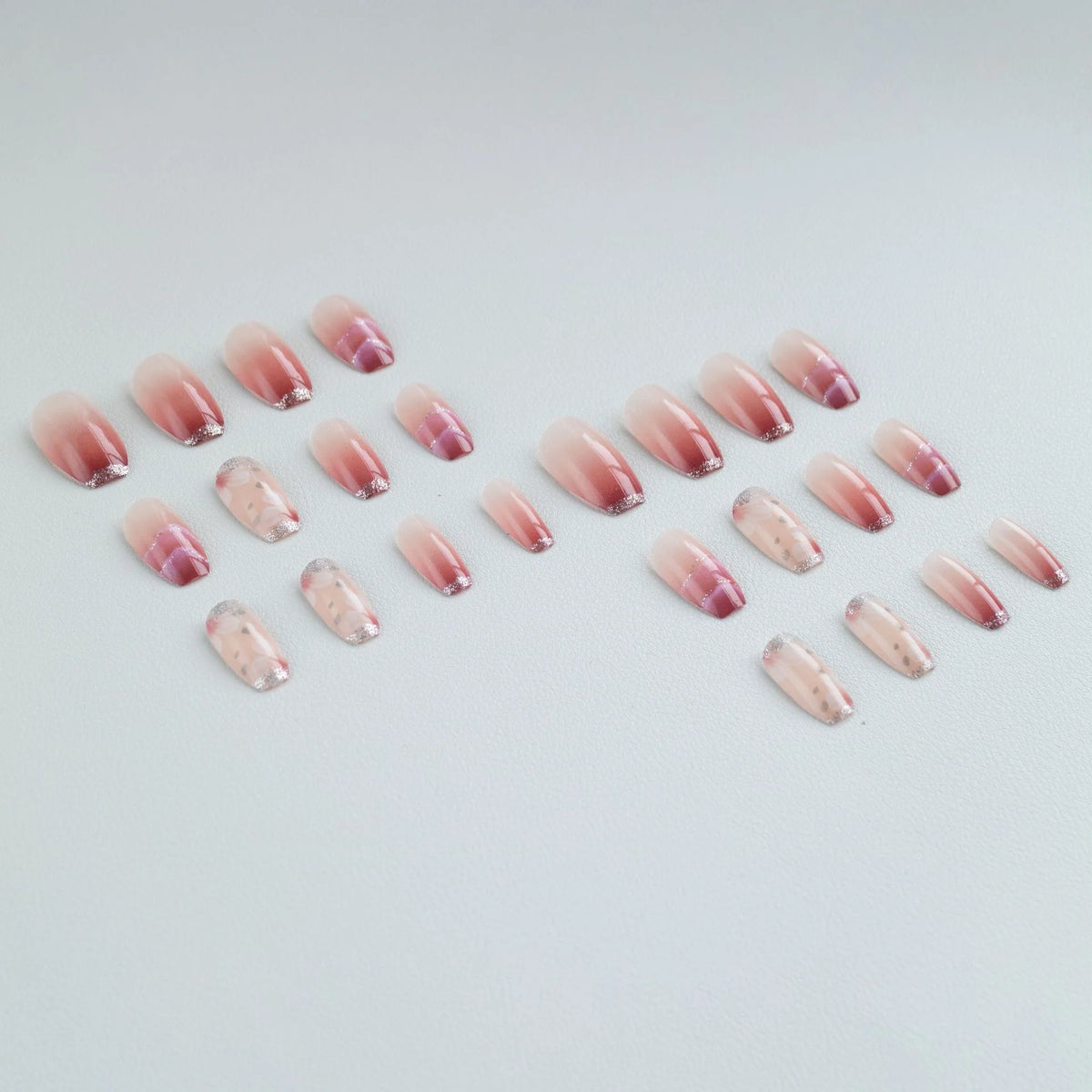 Press-On Nail Set Floral Ombre Salon-Quality & Easy Application
