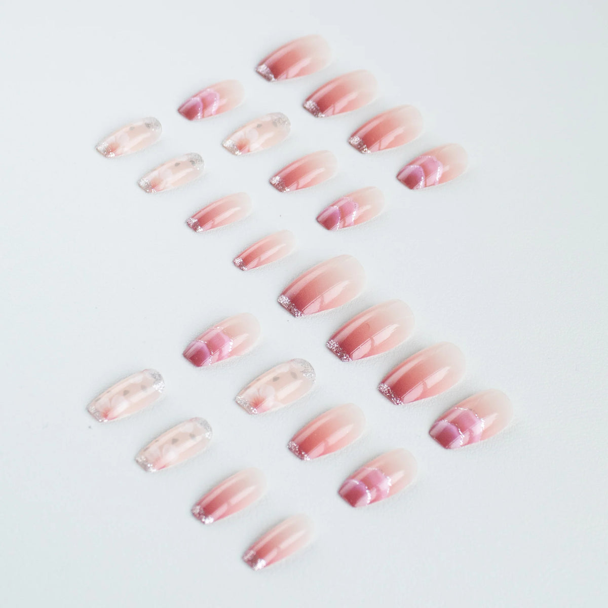Press-On Nail Set Floral Ombre Salon-Quality & Easy Application