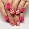 Press-On Nail Set Floral Pastel Pink Peel-And-Stick