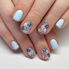 Press-On Nail Set Floral Pastel Pink Peel-And-Stick