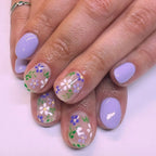 Press-On Nail Set Floral Pastel Pink Peel-And-Stick