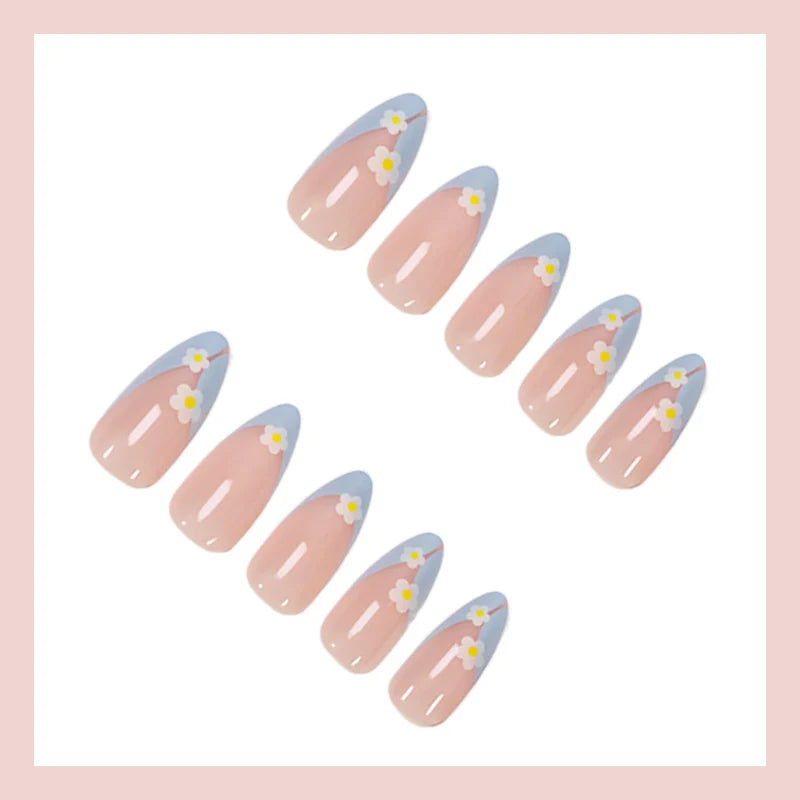 Press-On Nail Set Floral Pastel Pre-Sized & Adhesive Included