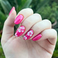 Press-On Nail Set Floral Pattern Adhesive Backing Non-Toxic