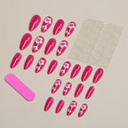 Press-On Nail Set Floral Pattern Adhesive Backing Non-Toxic